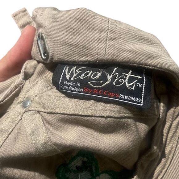 Vintage Tan Baseball Cap Ty Beanie Baby Green Embroidery Unisex Adjustable Hat - Picture 4 of 4